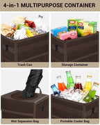 Capolo Car Trash Can with Lid, Leakproof Car Trash Bag Hanging Waterproof Automotive Garbage Can with Storage Pockets Mini Vehicle Trash Bin for Back/Front Seat(Brown,2.5 Gallon)