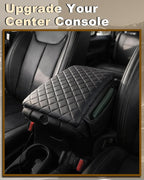Armrest Cover for Jeep Wrangler JK Center Console Pad with Organizer Storage Pockets, Black Faux Leather Arm Rest Lid Cushion Accessories (2011-2017 Wrangler JK)