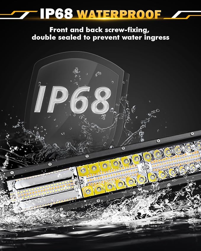 Auxbeam 42 Inch LED Light Bar, 240W Curved 6 Modes Amber White Strobe Fog Lights, Spot Flood ComboOffroad Driving Light for Truck Jeep