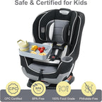 Car Seat Snack Tray for Toddlers - 3 Inch Cup Holder Fits Most Sippy Cups & Straw Bottles with Dip Well, Mess-Free Square Kids Travel Tray Road Trip Essentials, Grey