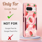 for Google Pixel 8 Case 6.2 Inch - Compatible with MagSafe Women Girls Cute Magnetic Protective Cover Girly Kawaii Strawberry Heavy Duty Shockproof Design for Google Pixel 8 Phone Cases