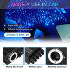 16W Twinkle Starlight Headliner Kit 1000 Piece, 6.5ft/2m 0.03in Car Interior Ceiling Fiber Optic Lights, APP/Remote Control Star Roof Lights for Car/Party Ambient Decor