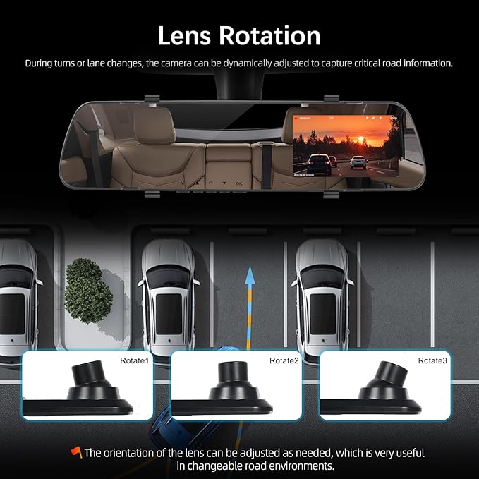 Mirror Dash Cam Front and Rear Dash Car Camera 4 inch 1080P IPS Screen Rear View Mirror Dash Cam Mount with Loop Recording Motion Detection Reverse Assistance