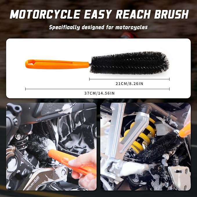 Pro: Conquer Grime! Motorcycle Chain Clean & Lube Kit - 350ml Powerful Degreaser, 120ml Smooth Wet Lube, Brushes, Scrubber, Towel Complete Tools Set