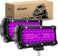 Nilight 6.5 Inch LED Light Pods Purple Triple Row 2PCS 120W Flood Spot Combo Off Road Driving Decoration Neon Hunting Lighting for UTV Pick-up Van Boat Tractor