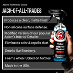 Adam's Polishes Total Interior Cleaner & Protectant, Quick Detailer & SiO2 Protection, Ceramic Infused, Anti-Static, OEM Finish, For Leather, Vinyl, Plastics, Glass & More