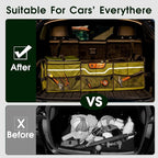 SugarFox Car Trunk Organizer for SUV, Heavy Duty Waterproof Trunk Organizer, Foldable Collapsible Car Organizer with Cooler, Multi-Compartment Large Trunk Organizer (95L), Green-M003