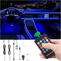 Car Interior Ambient Lighting Kit USB Multicolor RGB 3m Optic Fiber 8 Colors Sound Active Music Sync Memory Function Wireless RF Remote Controller Car Atmosphere Light with car Charger DC 12V