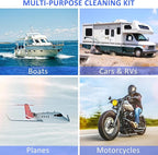 AUTODECO Boat Wash Cleaning Kit with Wet Dry Mop Collapsible Bucket Boat Scrubbing Brush Glove Boat Scuff Sponge Microfiber Towel Complete Interior Exterior Fiberglass Boat Hull Cleaning Set for Boat