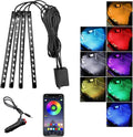 Car Led Interior Lights, RGB 48 LED Multicolor Auto Strip Light with Sound Active Function and APP Control, Under Dash Smart Lighting Kit with Charger, Car Accessories (Cigarette Lighter)