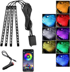 Car Led Interior Lights, RGB 48 LED Multicolor Auto Strip Light with Sound Active Function and APP Control, Under Dash Smart Lighting Kit with Charger, Car Accessories (Cigarette Lighter)