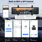 4K Mirror Dash Cam 11.26" Rear View Mirror Front and Rear View Dual Cameras with Night Vision,G-Sensor,Loop Recording,Parking Assistance,APP Control,24H Parking Monitor,Waterproof Backup Camera