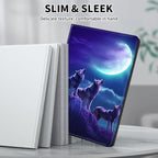 for Kindle Paperwhite Case,6" Kindle Paperwhite 4 10th Generation Case 2018 & Kindle Paperwhite Signature Edition,Leather Slim Adjustable Stand Cover Auto Wake/Sleep,Moon Blue Wolf