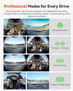 Vantrue E360 Plus All Channel Dash Cam, 585°, Dual STARVIS 2, Fisheye Front + Fisheye Inside + Rear Dash Camera, Dual IR Night Vision, GPS, WiFi, Touchscreen, Parking Mode, Voice Control, Support 1TB