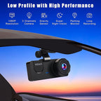 3 Channel Dash Cam Front and Rear Inside with 64GB Card, WIZACE1080P Dash Camera for Cars, Dashcam Three Way Triple Car Camera with IR Night Vision, Loop Recording, G-Sensor, HDR, 24 Hours Recording