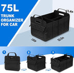 AOPHY Car Trunk Organizer, 75L Large Capacity Waterproof Auto Storage with Non-Slip Bottom Strips, Collapsible Cargo Organizer for Suv, Truck, Sedan, Portable Car Accessories for Women Men(Black)