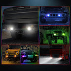 RGBW Flush Mount LED Lights, OFFROADTOWN 5inch 60W RGBW LED Driving Work Flush Fog Off Road Lights for Truck Pickup UTV ATV SUV Boat 4x4 Car