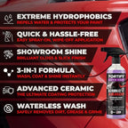 Car Wax Spray and Ceramic Coating for Cars - 3 in 1 Waterless Car Wash and Detailing - Quick Effect Coating Agent for Car - High Gloss Car Coating Spray, Shiny Car Stuff by Shine Armor - 8FlOz