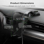 Auto Scan Fast Wireless Car Charger Phone Mount with Multi-Angle Adjustable Suction Cup – 15W Wireless Charging, Auto Scanning, Adjustable Grip for Phones 71mm-112.6mm