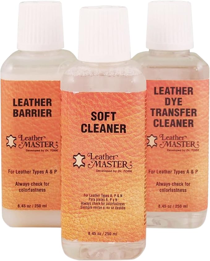 Leather Master Dye Transfer Cleaning Bundle - Repairs, Cleans, and Conditions. Will Remove Color and Dye Transfers from Furniture. Ideal for Couch, Boot, Car Interior Fabric, and Light Leather