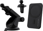Ghostek NRGmount MagSafe Car Mount Charger iPhone 15W Fast Charging with Air Vent Clip, Dash Windshield Suction Clamp with Adjustable Arm Designed for iPhone 13 Pro Max, iPhone 12 Pro Max mini (Black)