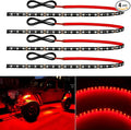 12V Led Light Strip Connectable 24Inch Red Led Strip Lights for Car Golf Cart Motorcycle Boat Cabinet Waterproof Led Light Strip,4Pack