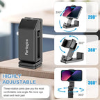 Perilogics Airplane Phone Holder Mount Universal in Flight Hands Free Viewing with Multi-Directional Dual 360 Degree Rotation (Black/Black)