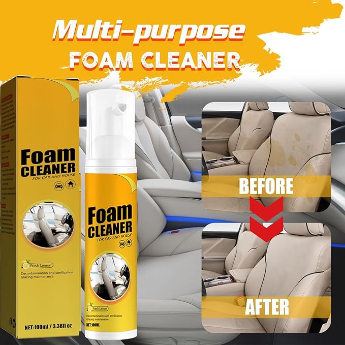 CROOT 2PCS Multipurpose Foam Cleaner, Foam Cleaner All Purpose for Car, Kitchen, Bathroom, Interior and House Lemon Flavor(100ml*2)