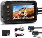 CAMECHO Motorcycle Dash Cam Front and Rear, IP67 Waterpoorf Dual Dash Camera with 32GB Card, 3" HD Car Camera with G-Sensor, Night Vision, Loop Recording, Dashcam for Motorbike, Motorsports
