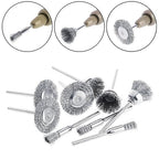 9Pcs Steel Wire Wheels Brushes Drill Rotary Tools Metal Rust Removal Cleaning Polishing Brush Set Derusting Grinding Hand Tools