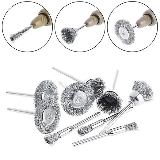 9Pcs Steel Wire Wheels Brushes Drill Rotary Tools Metal Rust Removal Cleaning Polishing Brush Set Derusting Grinding Hand Tools