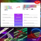 Dreamcolor Acrylic Car Interior Lights 10 in 1 RGB LED Strip Lights APP Control Zoned Control System 252 Color Modes DIY Fiber Optic Ambient Lighting Kits Music Car Neon Light Kits New Version