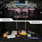 Pink Cherry Blossom Trunk Organizer Car Women Car Back Seat Organizer Multipurpose Cargo Accessory with Adjustable Straps