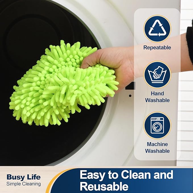 Yocada Car Wash Brush Kit Chenille Microfiber Car Wash Mop Mitt with Long Handle Scratch-Free for Car Cleaning Brush Care Truck RV SUV Boat Windshield Window with 1 Replacement Head 60"