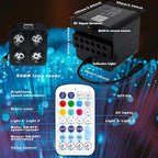 AMKI Updated 4Color Meteor Twinkle 36w Starlight Headliner Kits 2000pcs 0.03in 13.1ft, 240pcs RGB Meteor Shooting Star Cable, 2 in 1 Fiber Optic Light Box RGBW Sound Activated Mode for Car& Home Decor