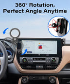 Car Phone Holder for Toyota Grand Highlander/Grand Highlander Hybrid 2024 2025 2026 Accessories Apply to 12.3 Inch Screen Fixed Clip Magnetic Cell Phone Mount 360 Degree Rotation