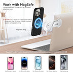 Laptop Phone Holder, Magnetic Phone Stand 15W Fast Wireless Charger for MagSafe for iPhone 17/16/15/14/13/12 & All Phones for Tesla (Silver)