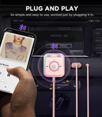 JOYROOM Bluetooth 5.4 Receiver for Car, AUX Bluetooth Car Adapter, 3.5mm Wireless Audio Receiver for Home Stereo/Wired Headphones, Hands-Free Call, Noise Cancelling, Pink