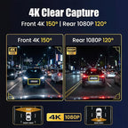 SIXTOP 4K Dash Cam Front and Rear, WiFi 4K+1080P Dual Dash Camera for Cars, 64G Card, GPS, 3” IPS Screen BSD/ADAS/LCA Night Vision G-Sensor Loop Recording 24H Parking Monitor App Control Wide Angle