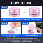 Vacuum Magnetic Suction Phone Holder,Upgraded 360° Adjustable Suction Cup Car Phone Mount,Hands-Free Cell Phone Holder for Car/Gym/Mirror/Smooth Surface,Compatible with iPhone 16/15/14/13/12 （Pink)