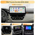 8+256GB Car Radio for Toyota Corolla 2019-2022, 12.3" 1920×720P QLED Touchscreen, Android 13, Wireless CarPlay/Android Auto, 8-Core, Bluetooth 5.0, 5G WiFi/4G LTE