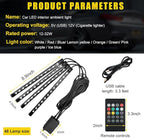 povtii Car Led Interior Lights, RBG 48 LED Multicolor Music Auto Interior Strip Light with Remote Control, Waterproof Lighting Lamp Kit Under Dash with Charger, Car Accessories (USB)
