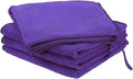 HARFINGTON 4 Pack Microfiber Cleaning Cloth, 10" x 10" Multi-Functional Cleaning Towels Reusable Absorbent Rags with Hook for Car Wash Kitchen Household Window Clean, Purple