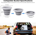 Collapsible Wash Bucket with Microfiber Mitt, 10L (2.6 Gallon) Portable Collapsiblle Buckett with Handle for Car Wash Household Cleaning, Multiuse Collapsibles Water Bucket and Car wash mitt - Grey