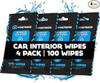 Fortress Car Interior Wipes (25 ct, Pack of 4) for Car Interior Cleaning, Dashboard, Seats, Detailing, and Steering Wheel [Travel Size] Skin-Safe Car Interior Cleaner Supplies