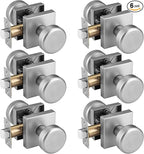 6 Pack Brushed Nickel Door Knobs Interior, Pismo Doorknob with Square Rosette for Hall