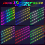 Dreamcolor Acrylic Car Ambient Lighting Kit 14 in 1 LED Interior Car Strip Lights APP Control Zoned Control System 252 Color Modes DIY Neon Wireless Sound Activated RGB Neon Light Kits New Version