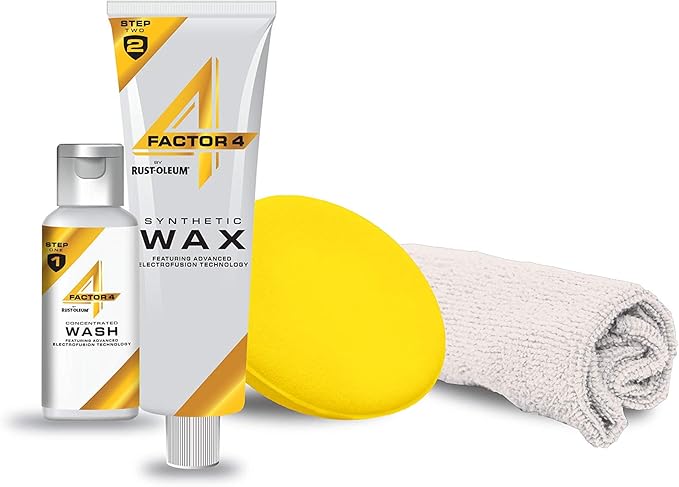 Rust-Oleum 345537 Factor 4 Synthetic Car Wax Kit, 4 oz