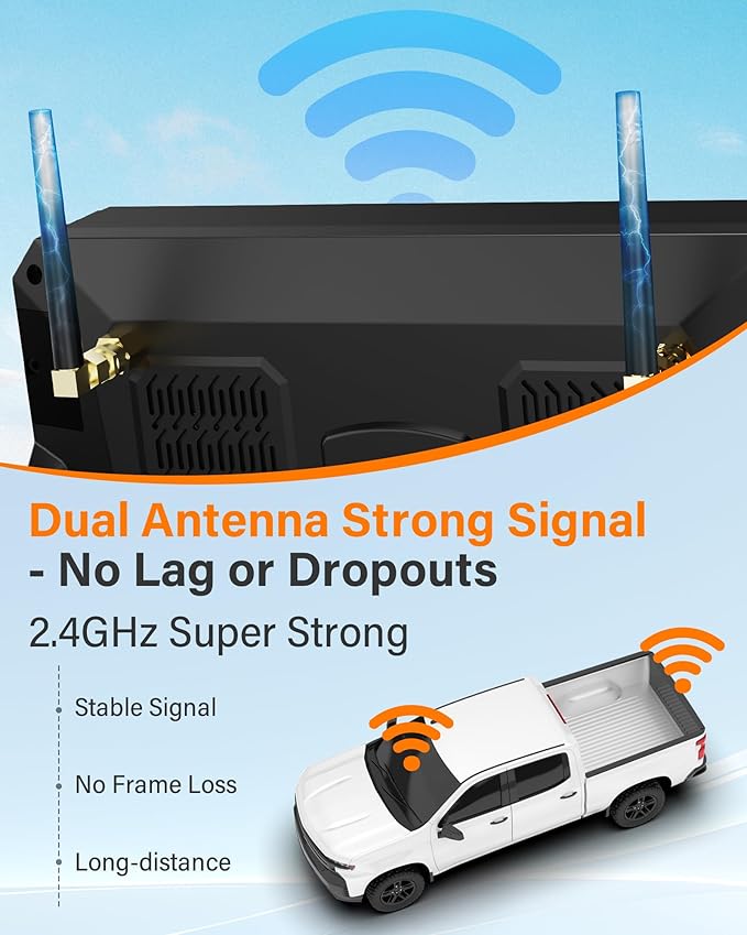 Rohent Solar Wireless Backup Camera for Trucks: 7" HD 1080P Monitor, 1-Min Easy Magnetic Install, Night Vision, Dual Antenna Boost Signal for Pickups - Designed for Long-Distance Drivers and Campers