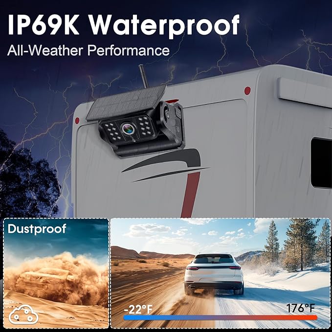 Wireless Backup Camera WiFi for Trucks: Solar-Powered Magnetic No Wiring Hitch Camera for Pickup Trucks - HD 1080P Night Vision Easy Installation for Towing & Parking - V7